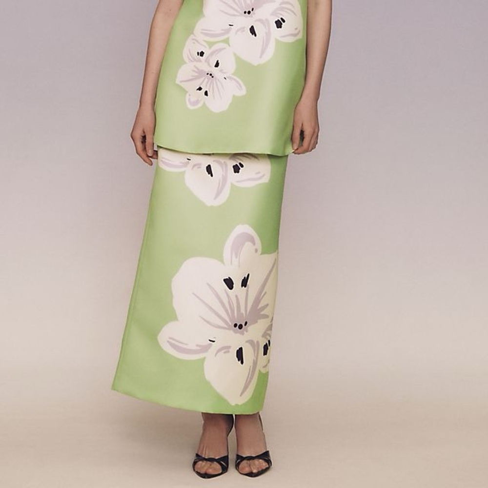 Leo Lin Lily Print Green Maxi Skirt